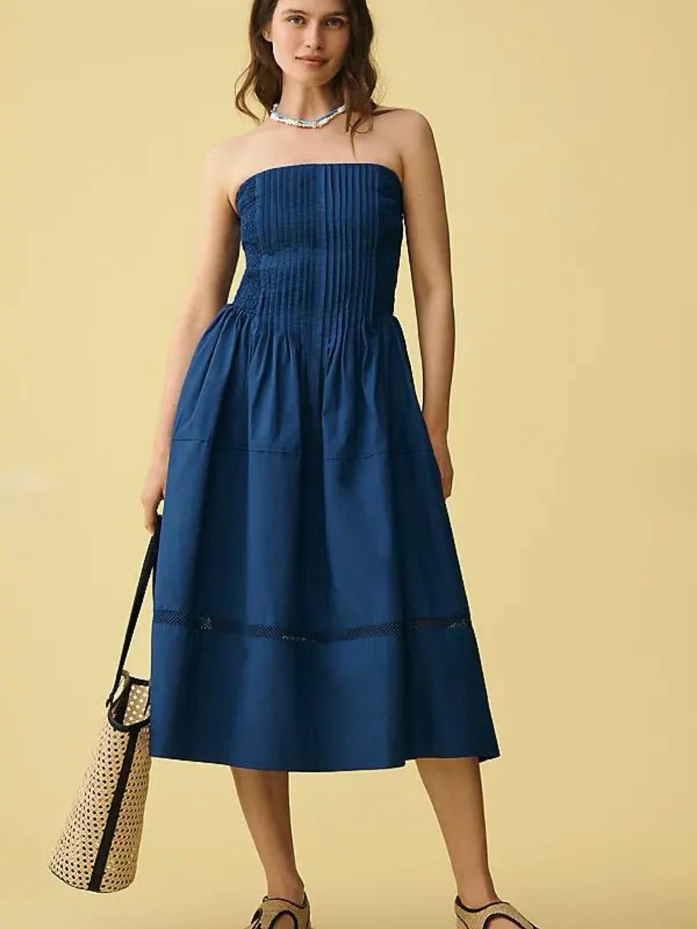 Anthropologie Cotton Poplin Strapless Midi Dress - NWT